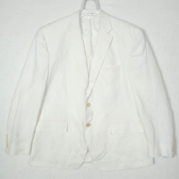 Chaps 100% Linen Blazer Men's 42S White 1 Piece Suit Jacket Sports Coat Classic - Picture 1 of 12